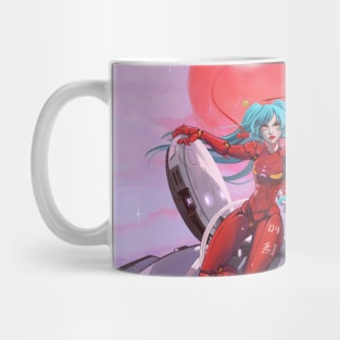 The Red Robot Anime Girl Robot Mug